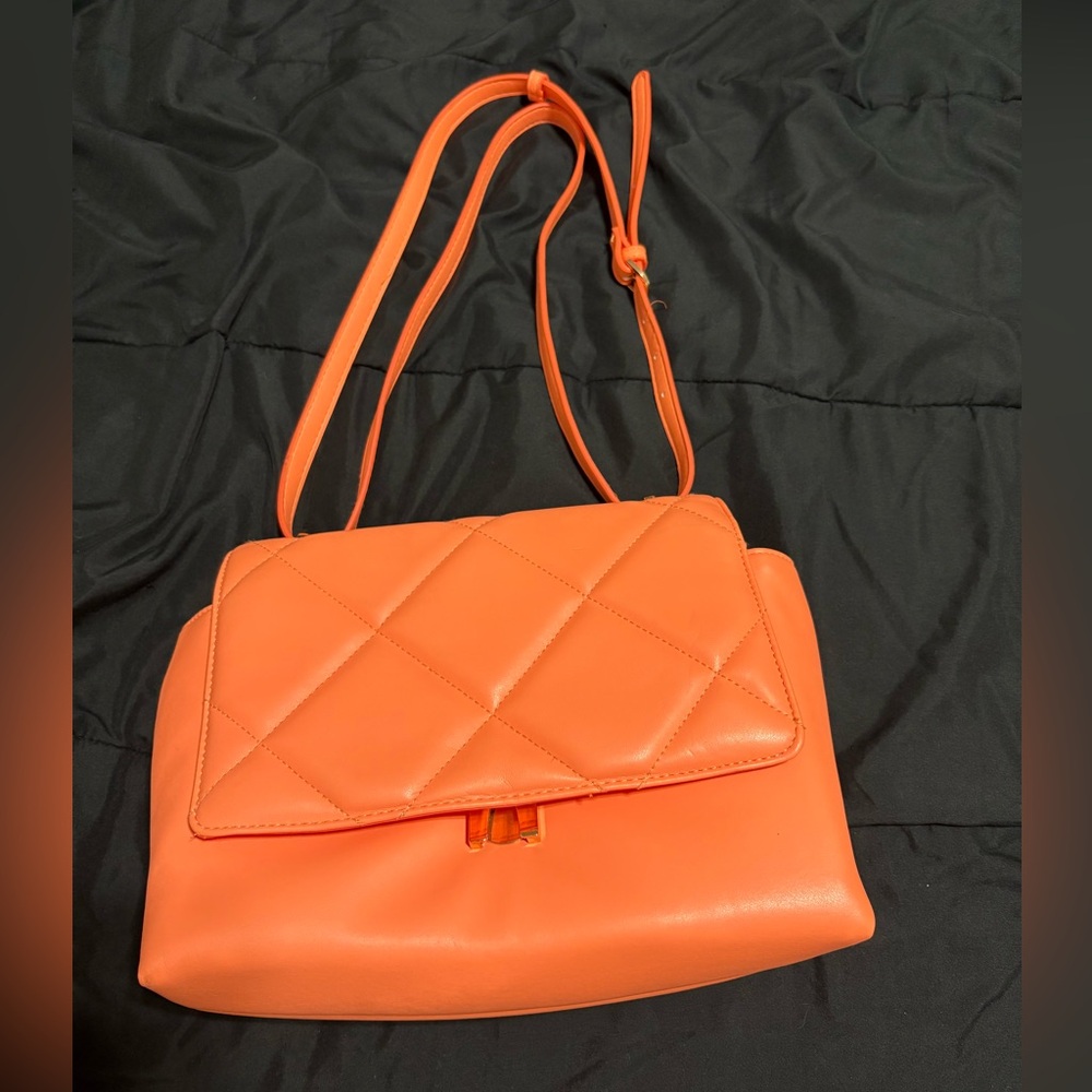 a new day Orange Quilted Shoulder Bag